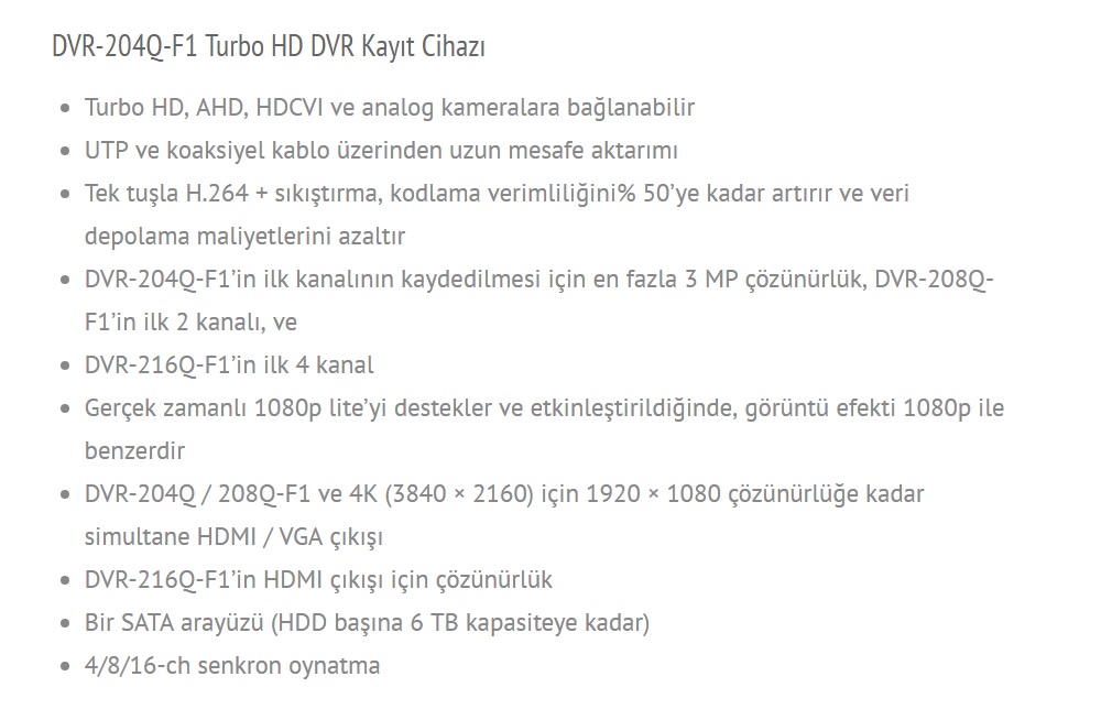 Haikon|HiLook DVR Kayıt Cihazı - HiLook DVR-204Q-F1 4 Kanal DVR Kayıt Cihazı